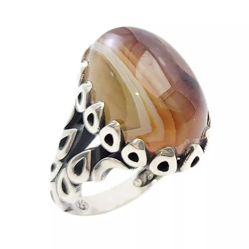 انگشتر نقره مردانه عقیق سلیمانی کد 30925