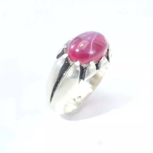 انگشتر نقره مردانه یاقوت سرخ استار کد 94201