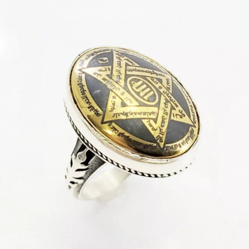 انگشتر نقره مردانه حدید ستاره سلیمان کد 88583